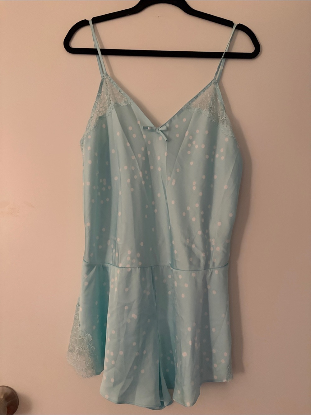 Kate Spade New York Lace-Trim Polka Dot Romper size L